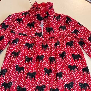 Michelle McDowell XL Ladies Stylish Red Blouse with Black Dog Print (Go Dawgs!)